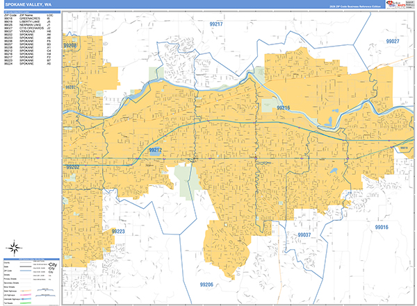 Spokane Valley, WA Zip Code Map
